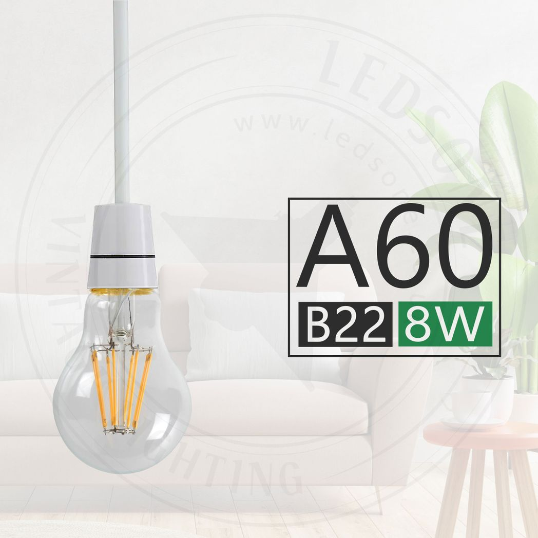 2 Pack A60 B22 Dimmable LED Filament Vintage Bulbs, 6000K Cool White