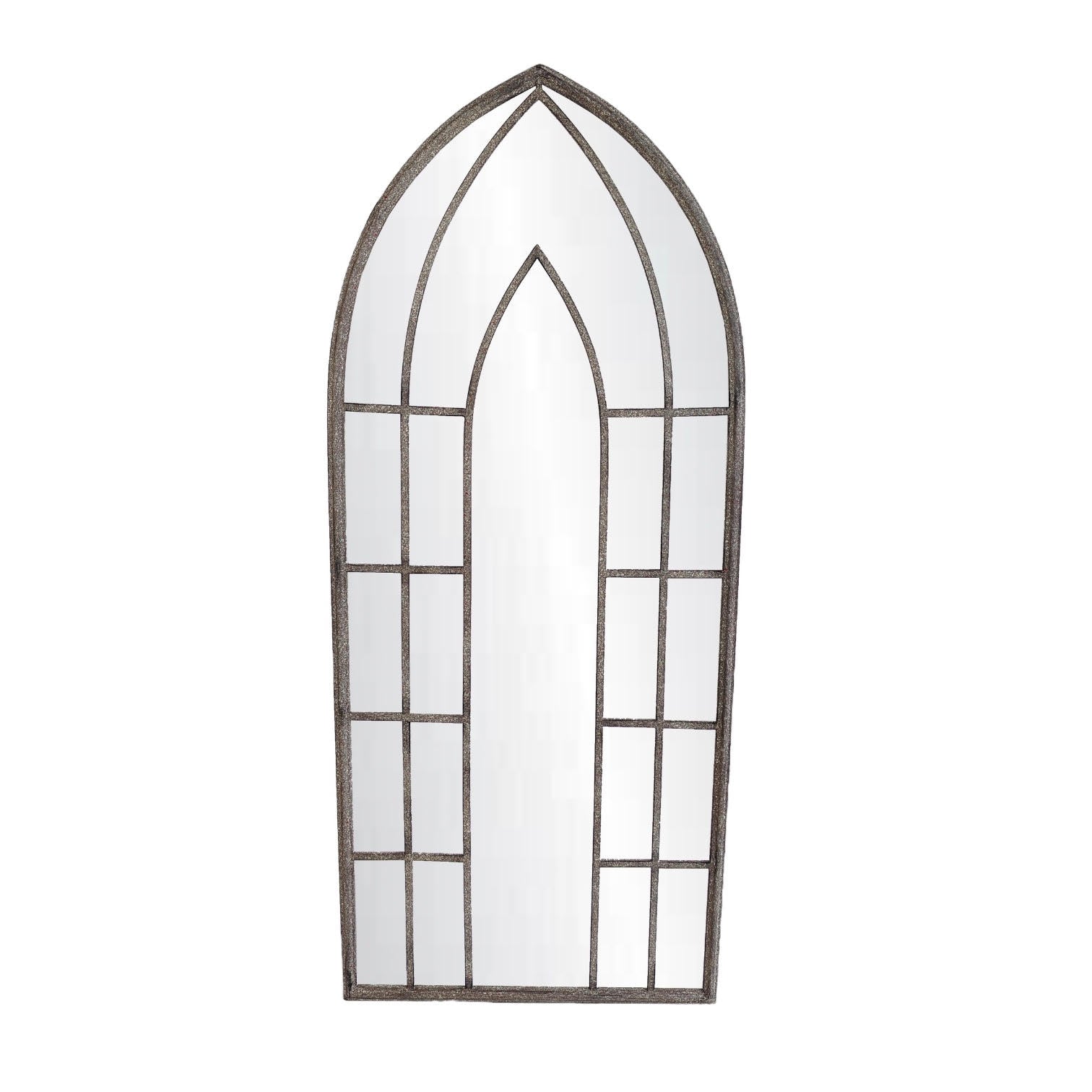 116cm Metal Window Wall Mirror, Indoor or Outdoor Decorative Garden Mirror with Hanging Hook