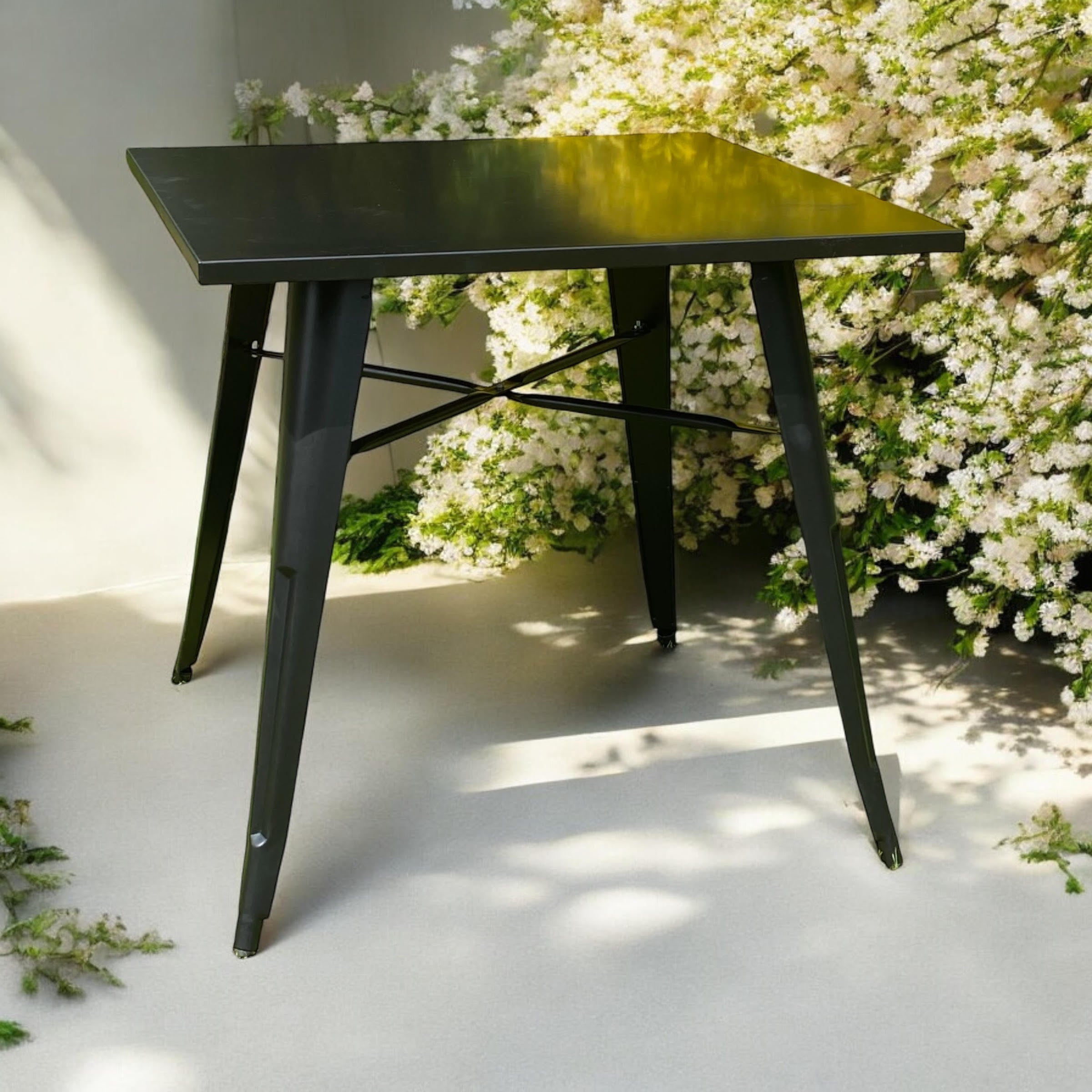 MSL Black Powder-Coated Metal Outdoor Bar Table 80 x 80 x 76 cm