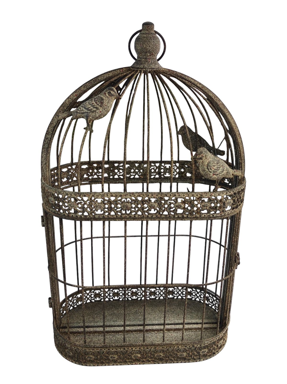 MSL 60cm Wall Mirror with Metal Cage, Decorative Garden Accessory