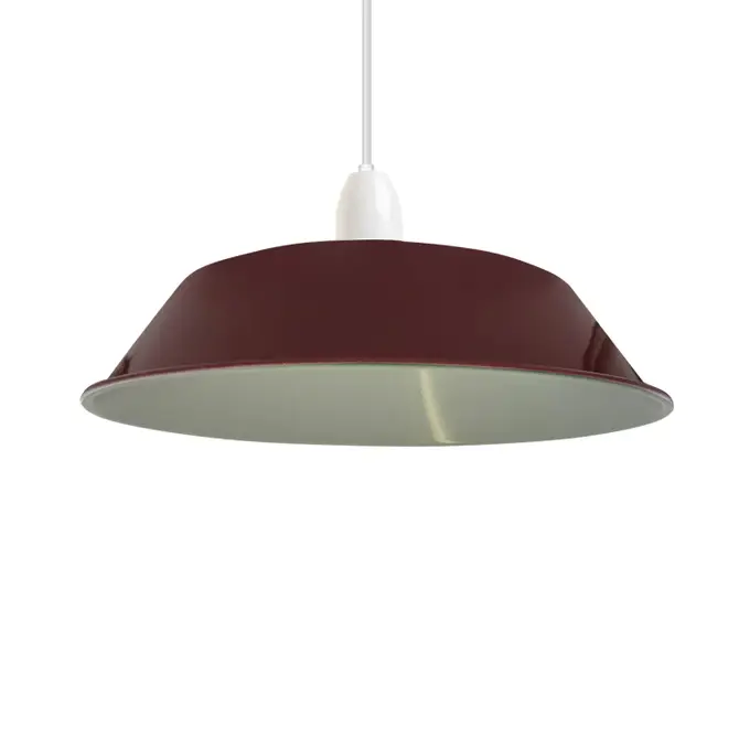 3 Pack Burgundy Retro Vintage Lampshade Easy Fit E27/B22 Base Pendant Metal 36cm Lamp Light Shades