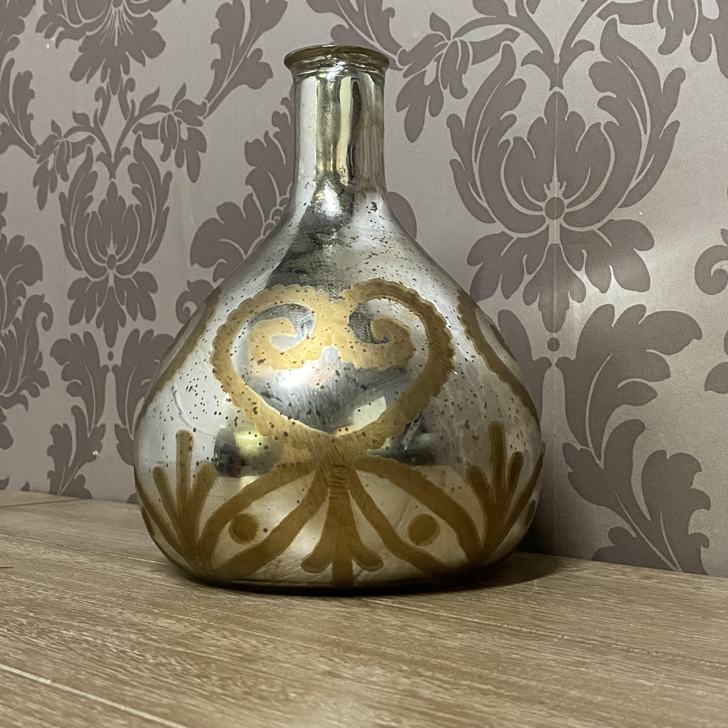 9 Antique Silver Glass Decorative Vase