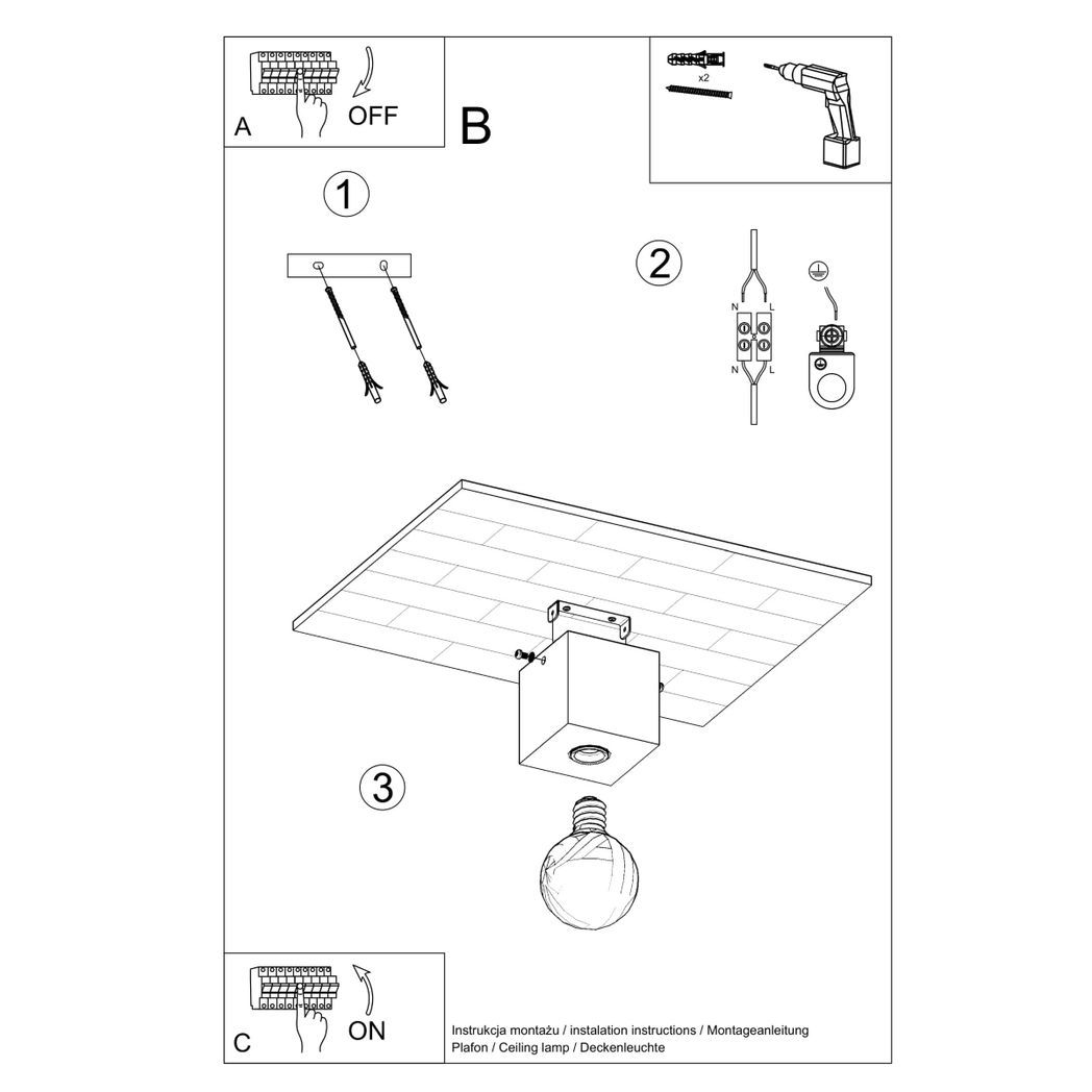 Ceiling lamp concrete Ariz industrial Design E27