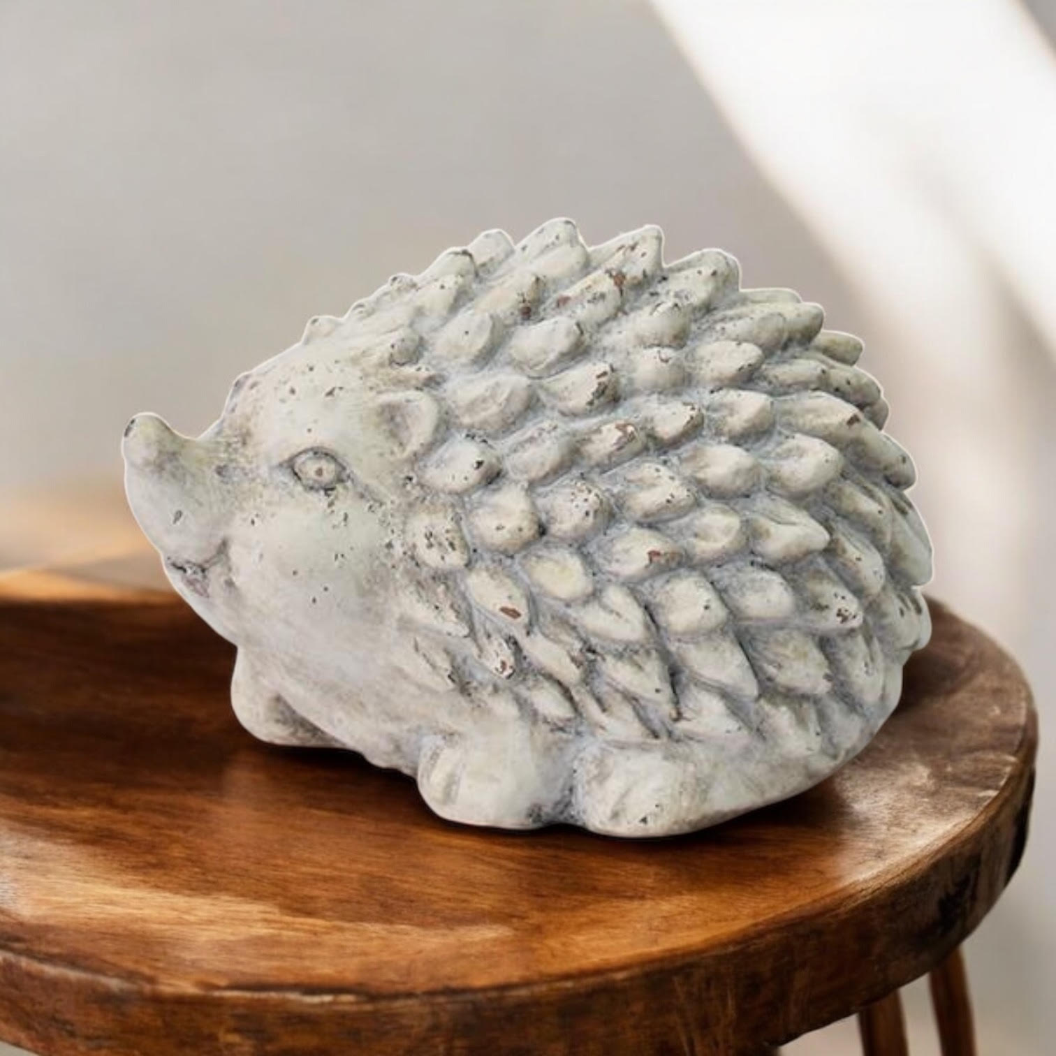 MSL 21cm Cream Cement Hedgehog Garden Ornament