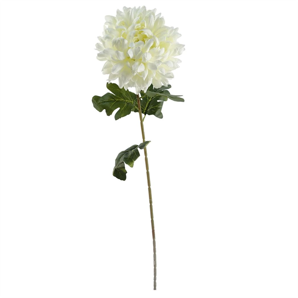Leaf Pack of 6 Extra Large White Reflex Chrysanthemum Silk Flowers 75cm