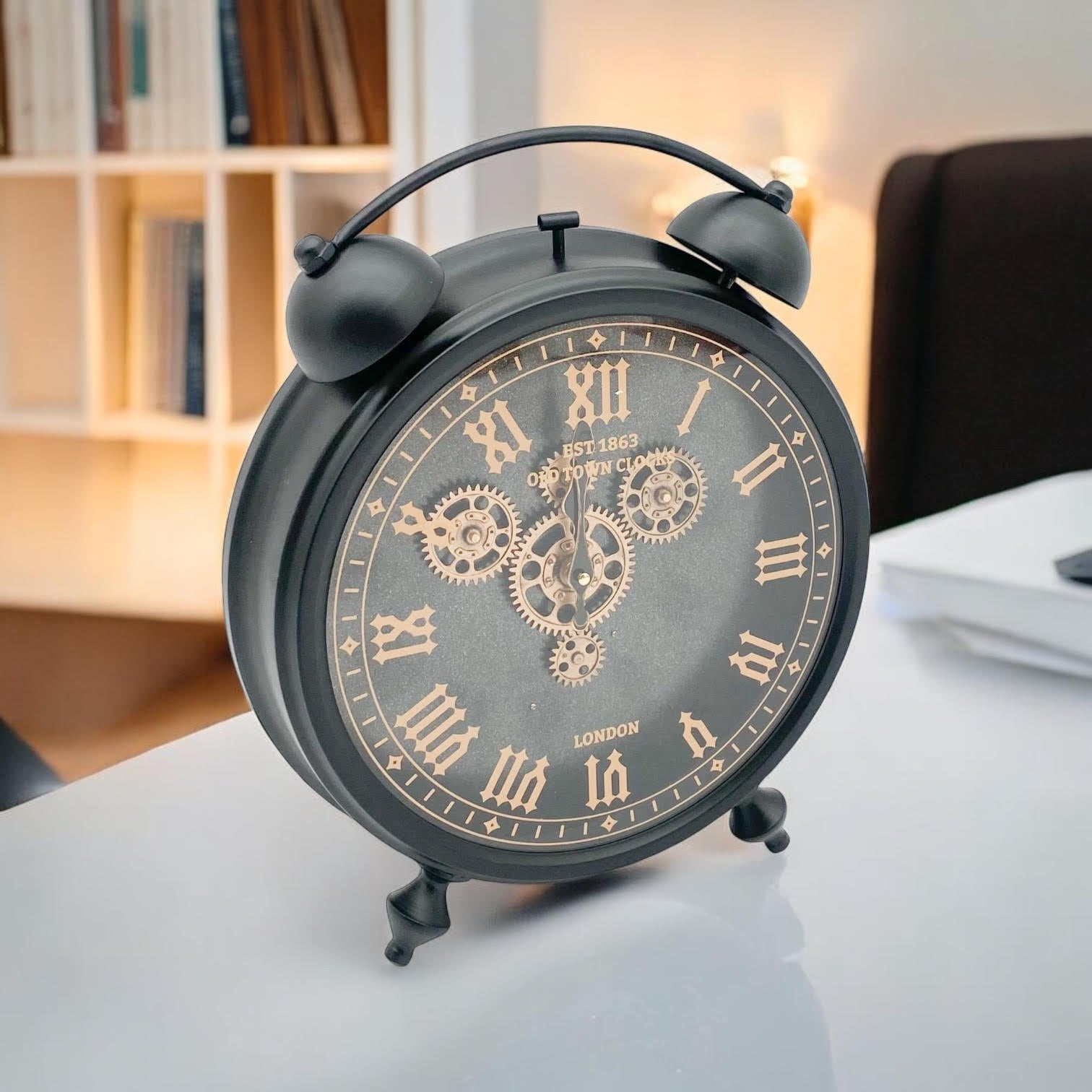 MSL 50cm Hand Finished Gear Table Clock, Requires 1 AA Battery