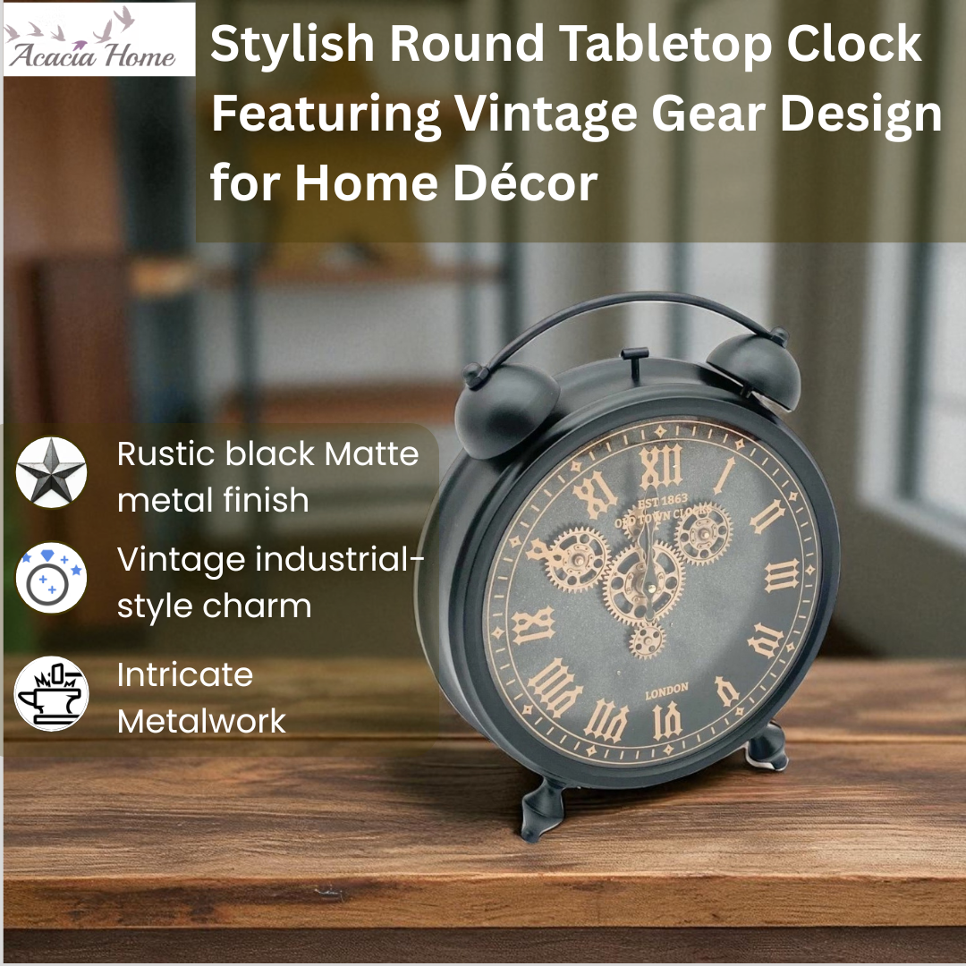 MSL 50cm Hand Finished Gear Table Clock, Requires 1 AA Battery