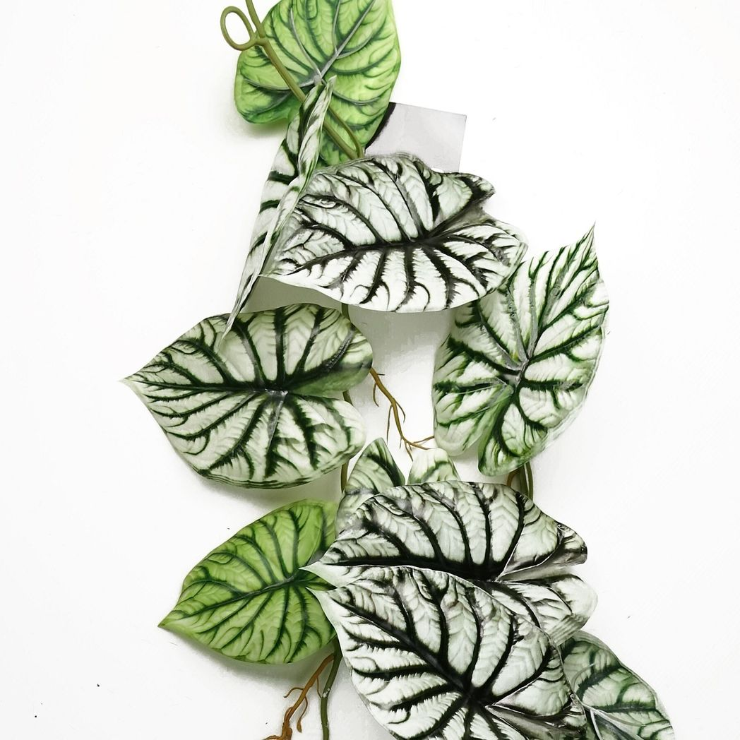 Leaf 120cm Artificial Trailing Hanging Alocasia Dragon Scale Plant, Realistic, Bare Stem