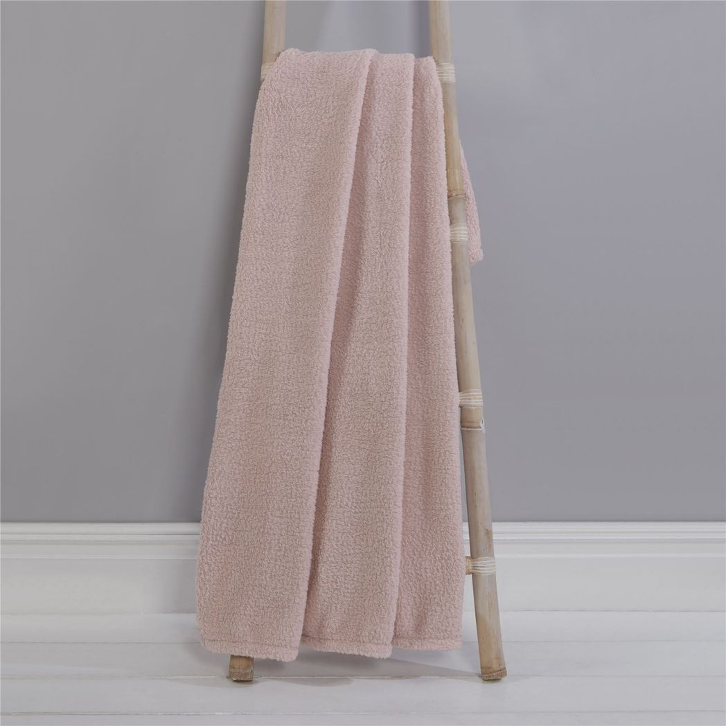 Sleepdown Teddy Fleece Throw Blush 125 x 150cm Super Soft Official Designed Throw