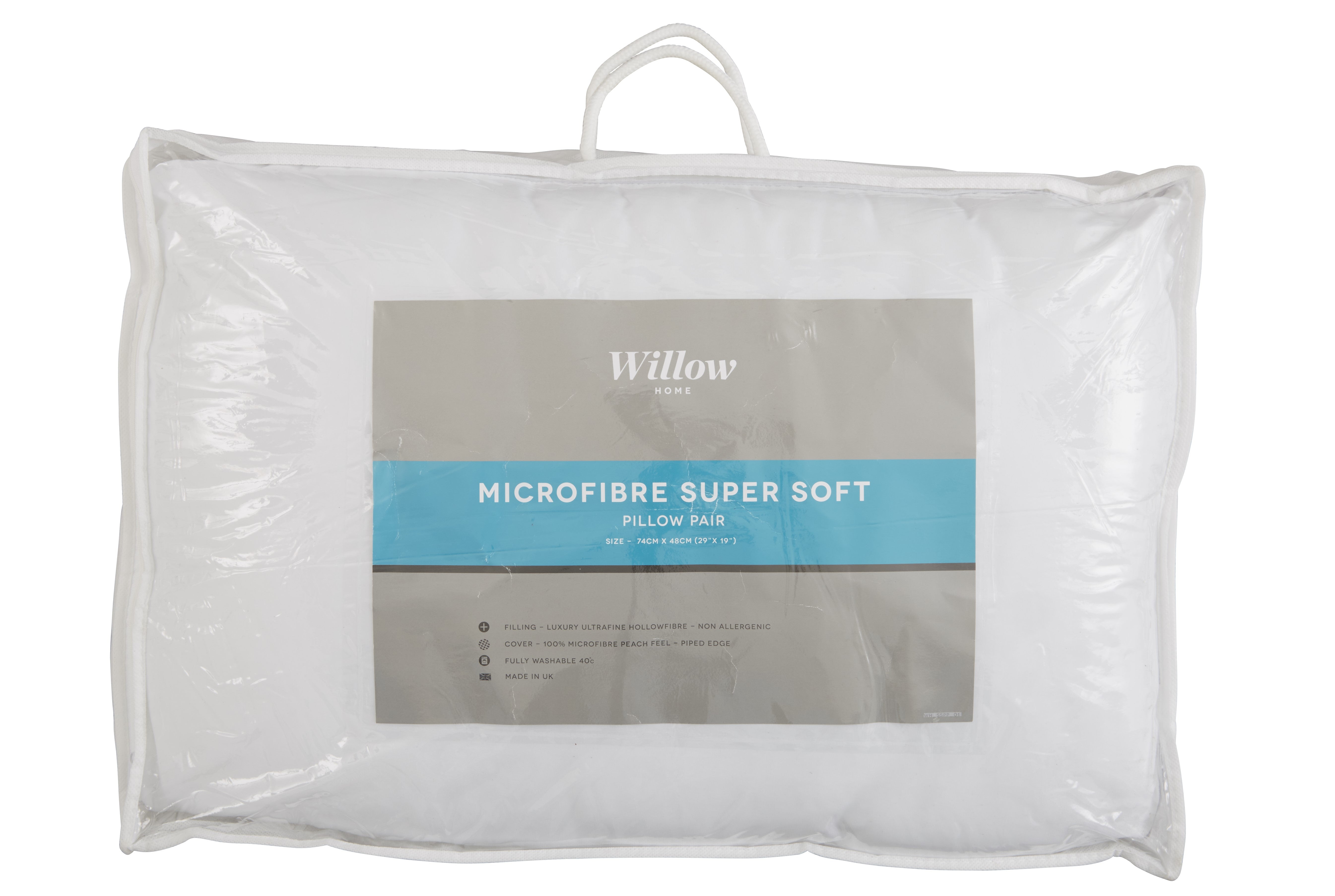 Harwoods Microfibre Feels Like Down Pillow Pair with Ultrafine Hollowfibre Filling