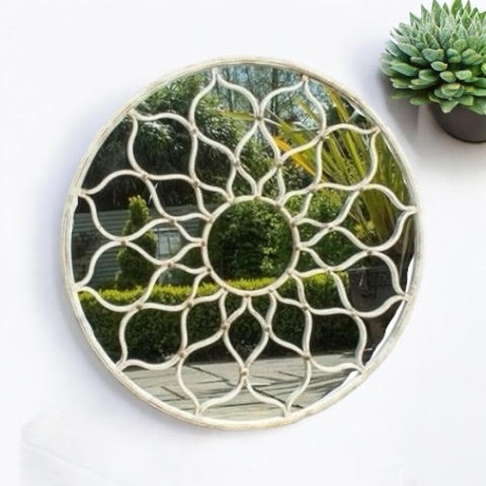 MSL 60cm Round Metal Window Wall Mirror for Indoor and Outdoor Use