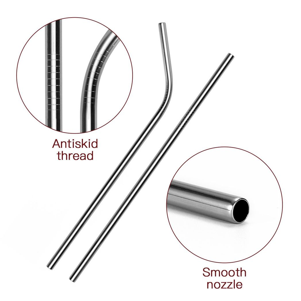 Vinsani Stainless Steel Drinking Straws, Smooth Finish, Rounded End, Suitable for Kids and Adults