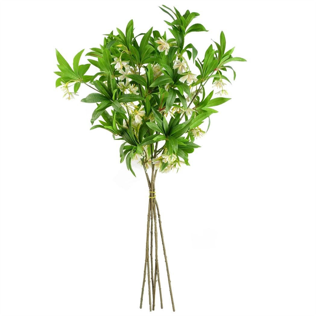 Pack of 6 90cm Artificial Hainan Elaeocarpus Stems with Plastic Leaves and Flowers