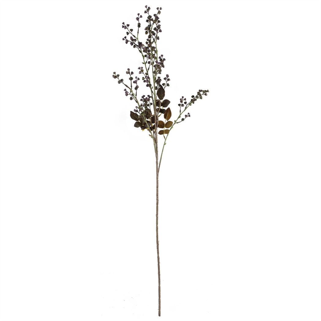 Pack of 6 85cm Artificial Dark Purple Berry Stems with Silk Leaves