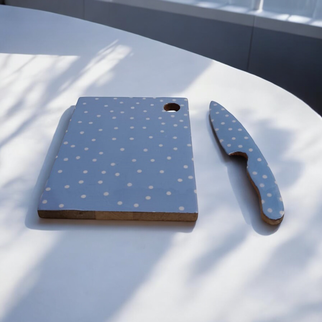 23cm MDF Chopping Board with Knife, Non-Slip Non-Stick Double-Sided Board
