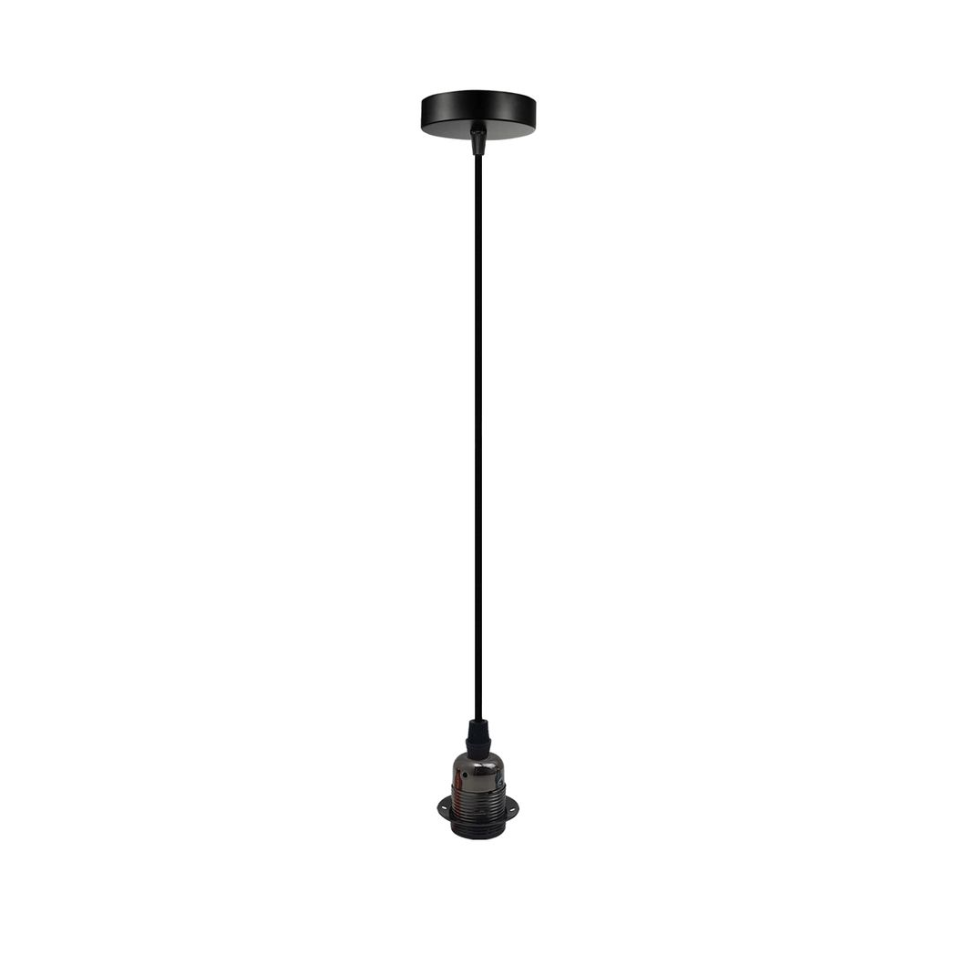 Vintage Industrial Black Pendant Light Fitting, lampshade Holder Fitting Set with 2m Cable.