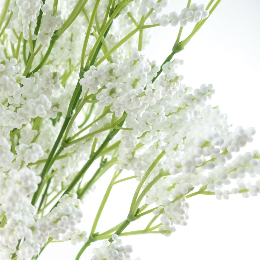 Leaf 65cm Artificial White Gypsophilia Spray with Wired Shapable Stem