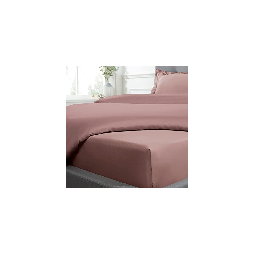 Sleepdown 300 Thread Count 100% Cotton Sateen Fitted Sheet 25cm Anti-Allergy Bedding