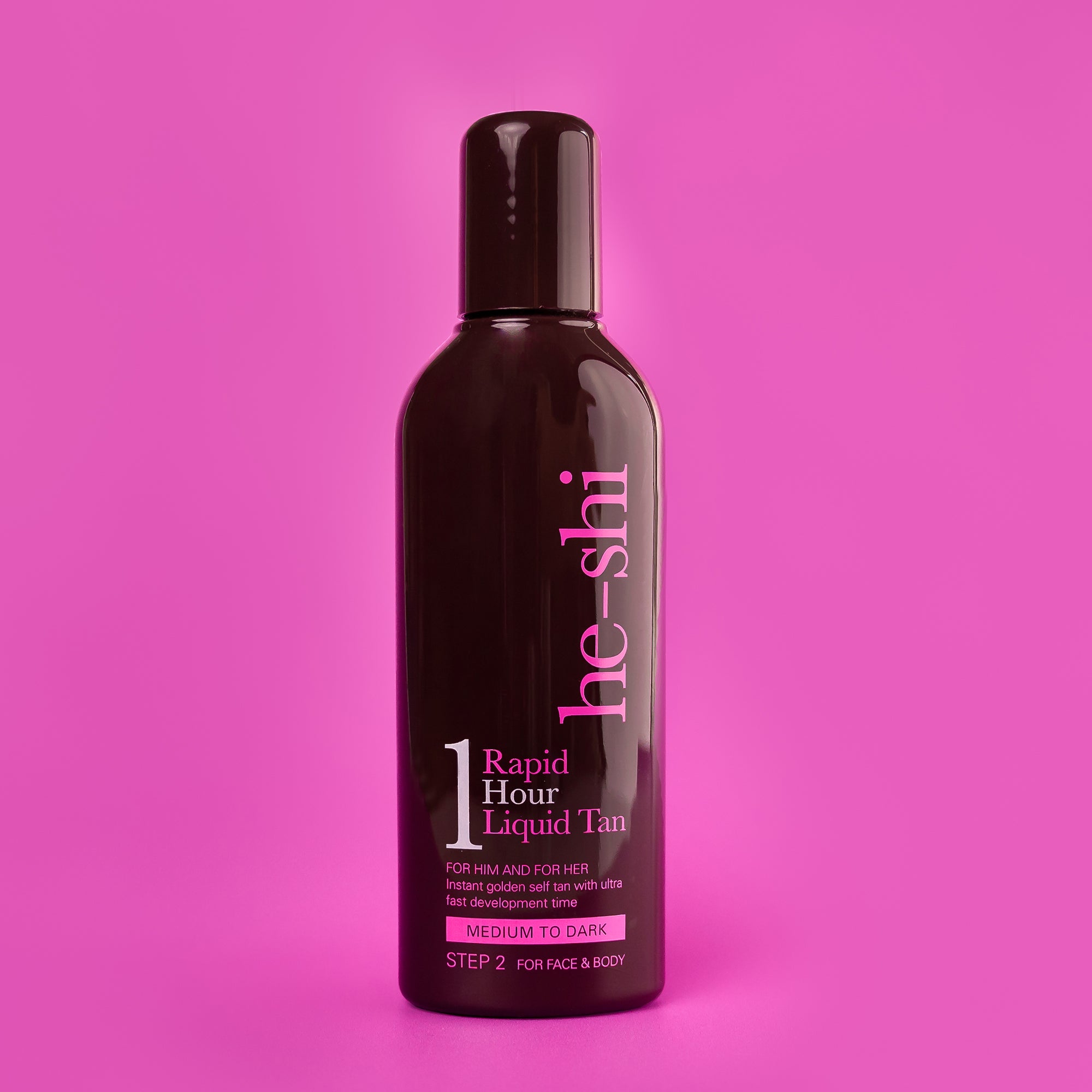 He-Shi Rapid 1 Hour Liquid Self Tan for Face and Body - Medium to Dark - Quick Dry