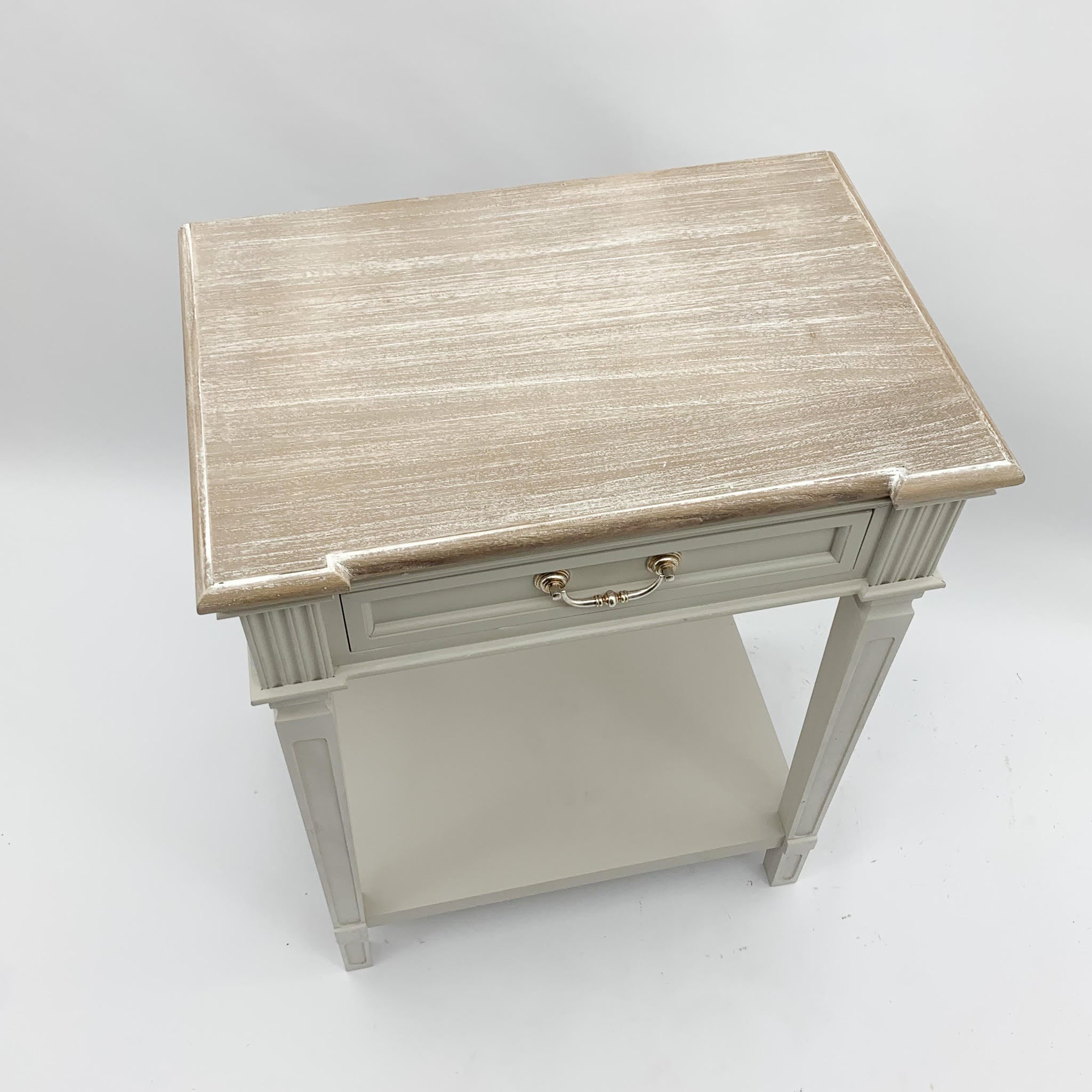 MSL 78cm Wooden 1 Drawer Side Table, Hand Finished, Wooden Top