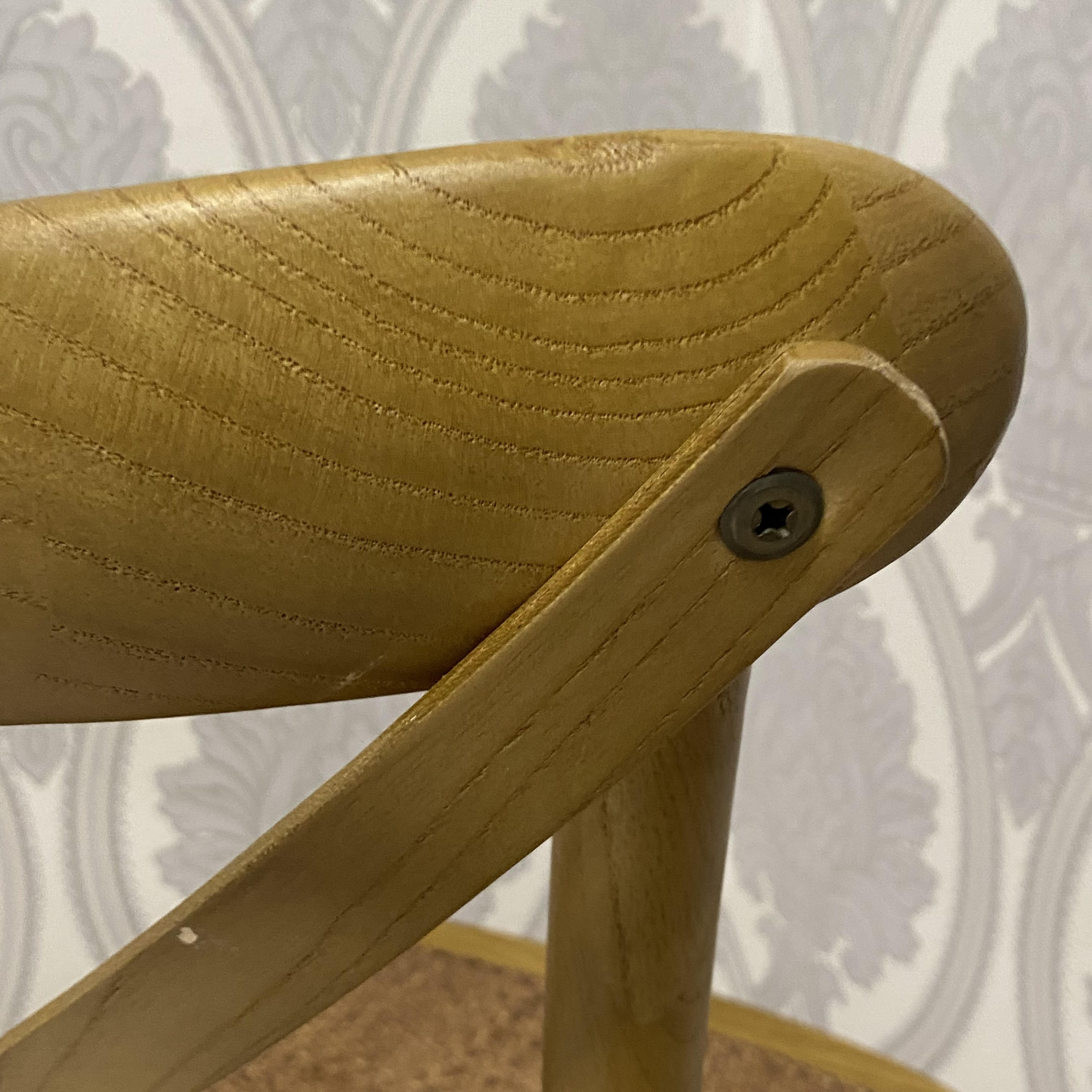Natural French Cross Back Chair, Elm Wood, Stackable, Indoor Use, 46 x 49 x 88 cm