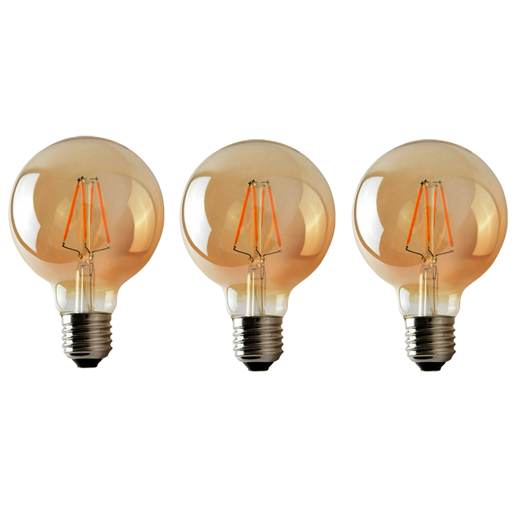 3Pack E27 LED Edison Dimmable Vintage Amber Glass Warm white 2700K Light Bulbs