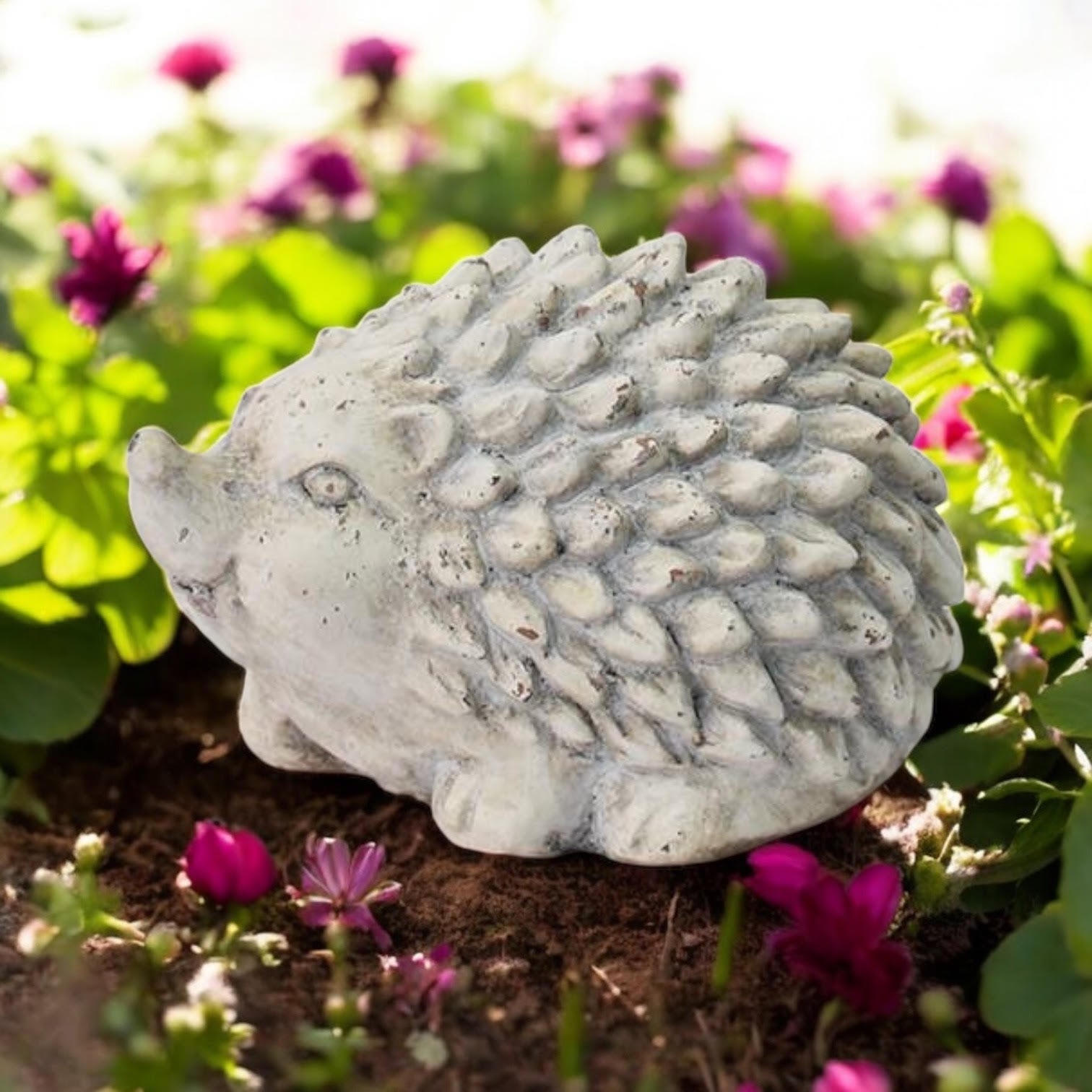 MSL 21cm Cream Cement Hedgehog Garden Ornament