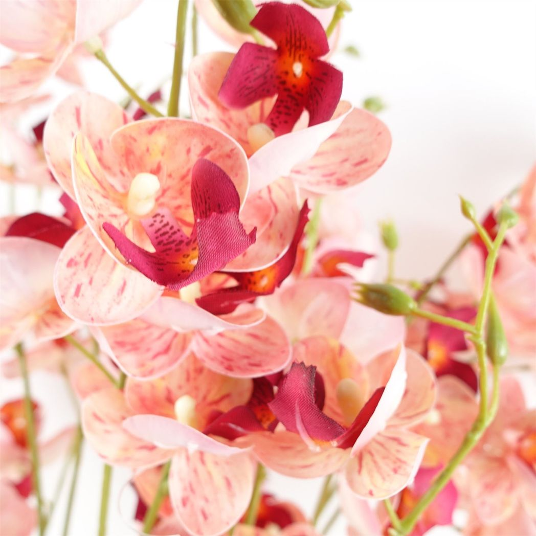 Leaf Pack of 6 Pink Artificial Mini Orchid Stems 80cm