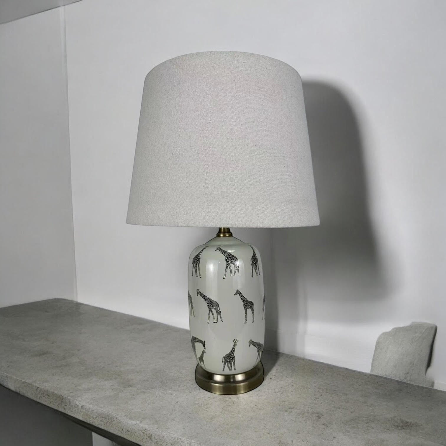 MSL 41cm Ceramic Table Lamp Base and Shade with Inline Rocker Switch, Double Insulated