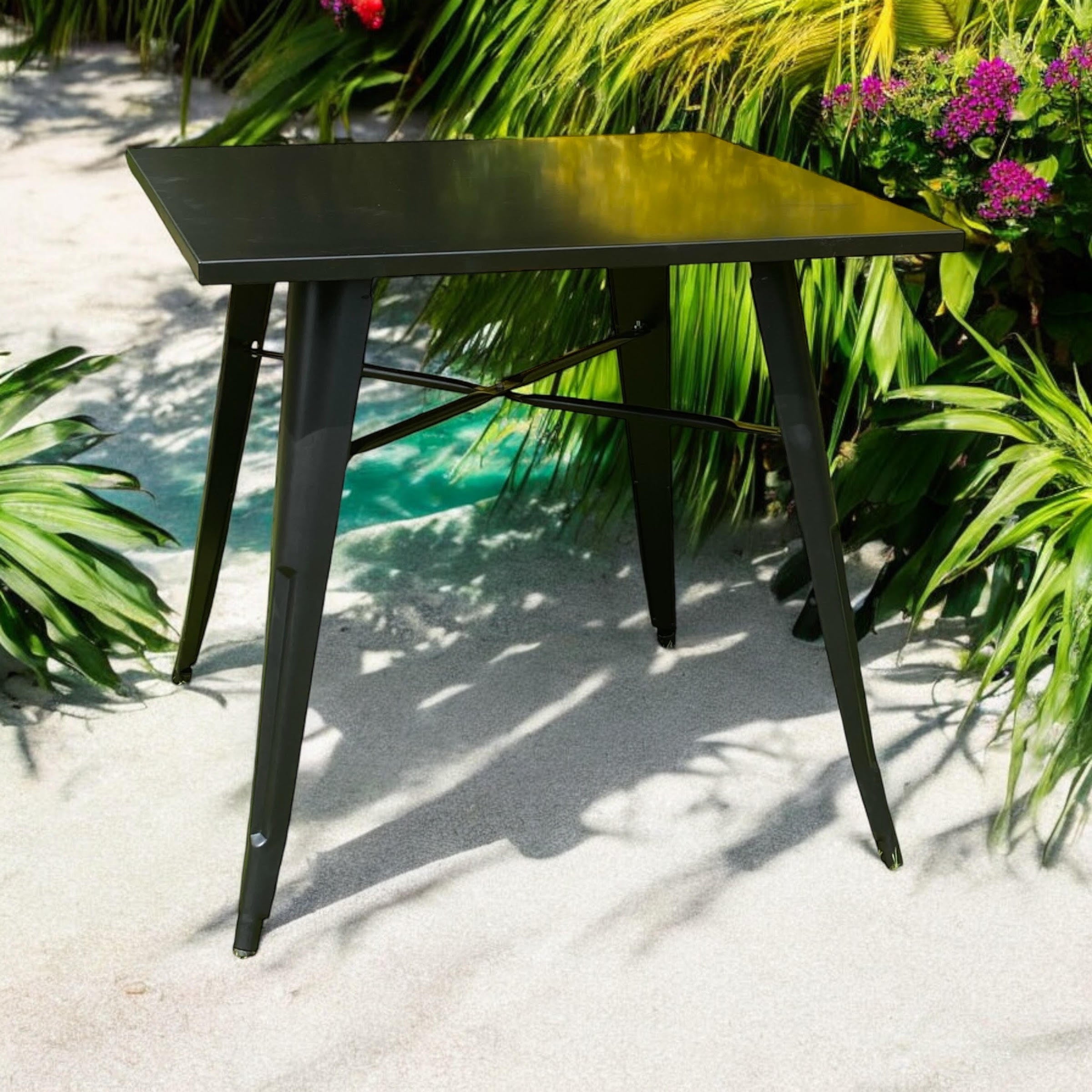 MSL Black Powder-Coated Metal Outdoor Bar Table 80 x 80 x 76 cm