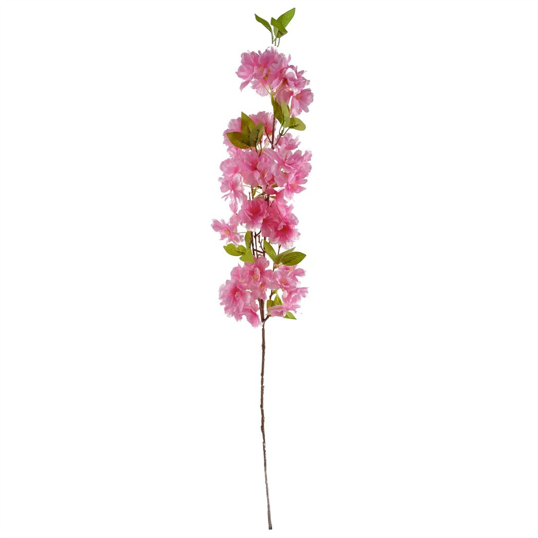 Leaf Pack of 6 Pink Artificial Blossom Stems 100cm with Silk Flowers and Leaves