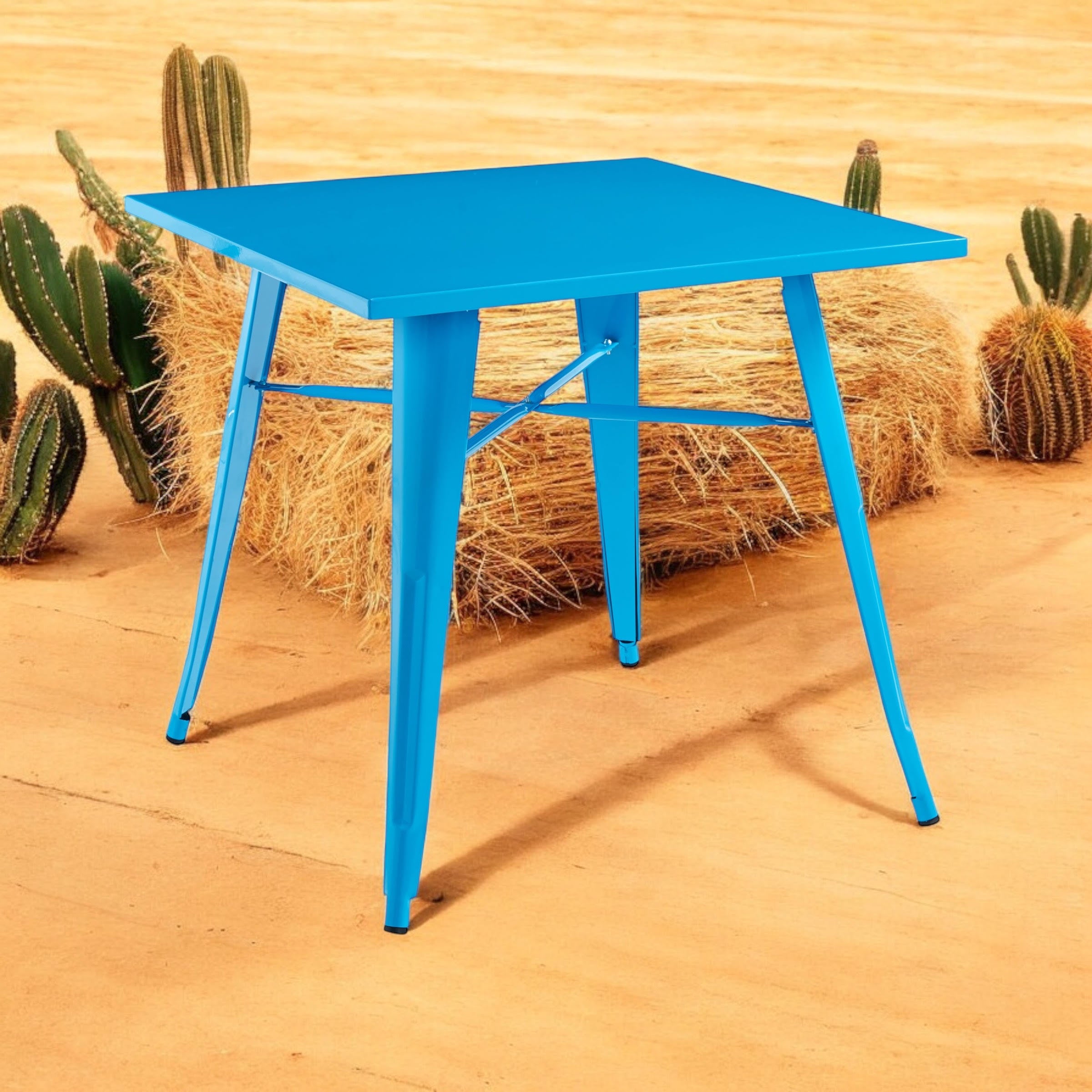 MSL Blue Metal Bar Table 80 x 80 x 76 cm Outdoor Use