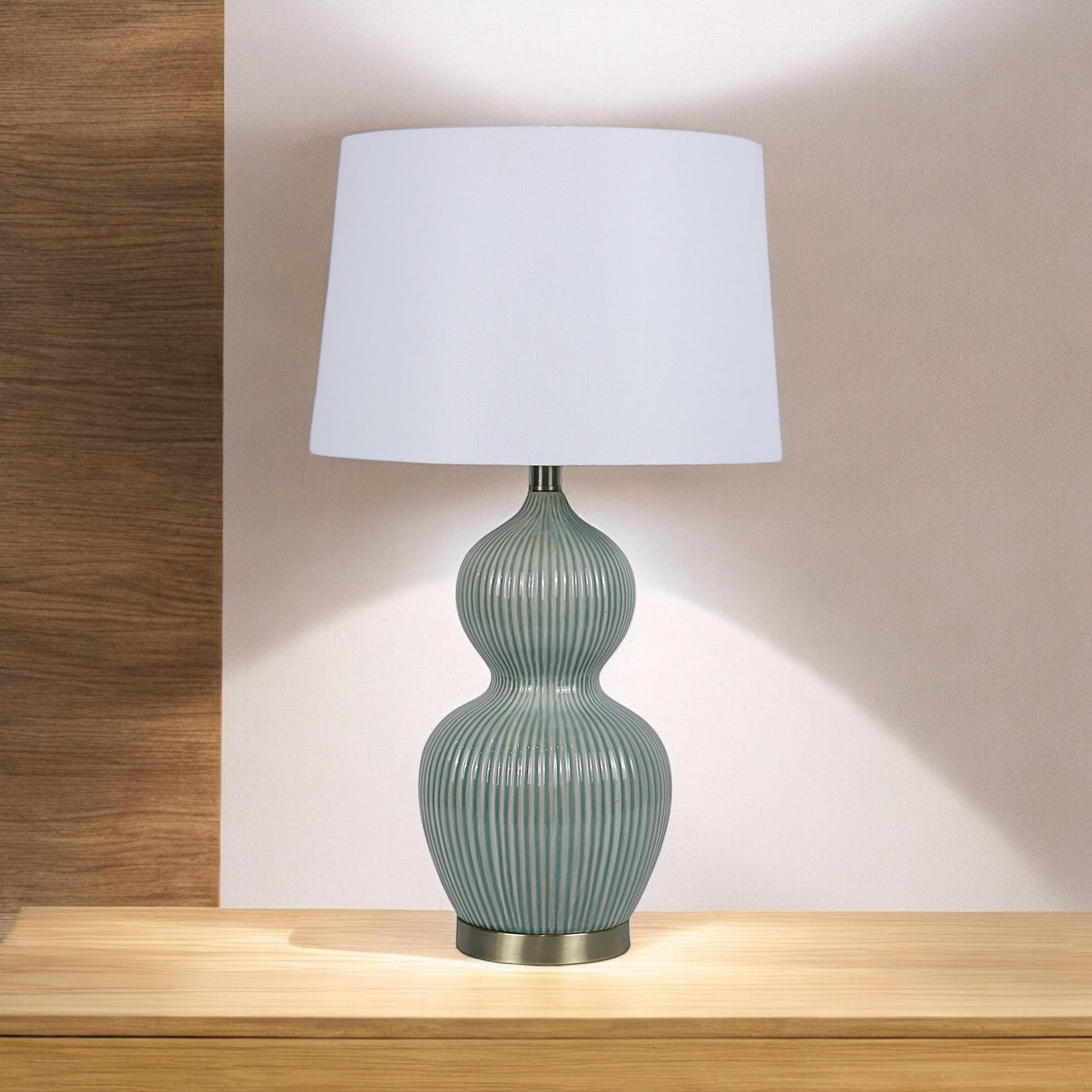 MSL 39cm Traditional Ceramic Table Lamp with Shade, Inline Rocker Switch, Double Insulated