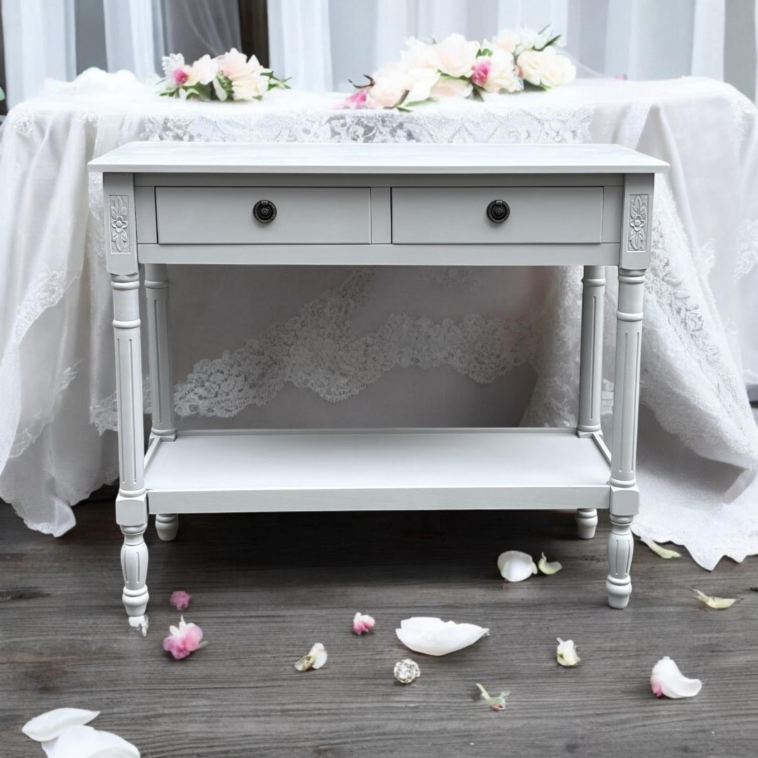 MSL 90cm Hand Finished 2 Drawer Side Table / Bedside Table