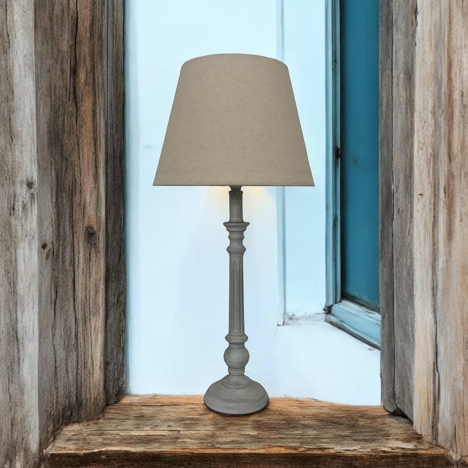MSL 54cm Traditional Table Lamp Base and Linen Shade with Inline Rocker Switch, Double Insulated
