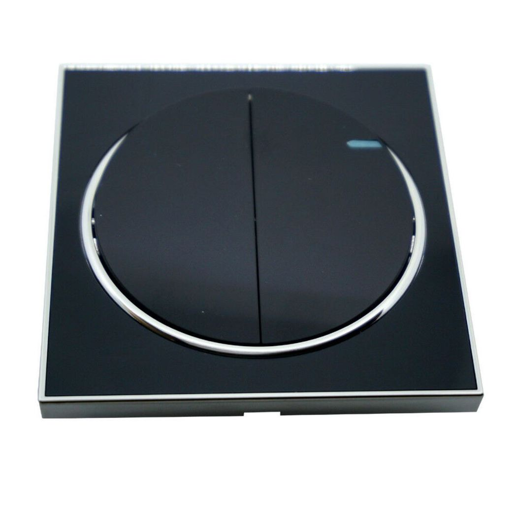 LEDSon industrial vintage Black Round 2 Gang Screw less Flat plate Wall light switches~2623