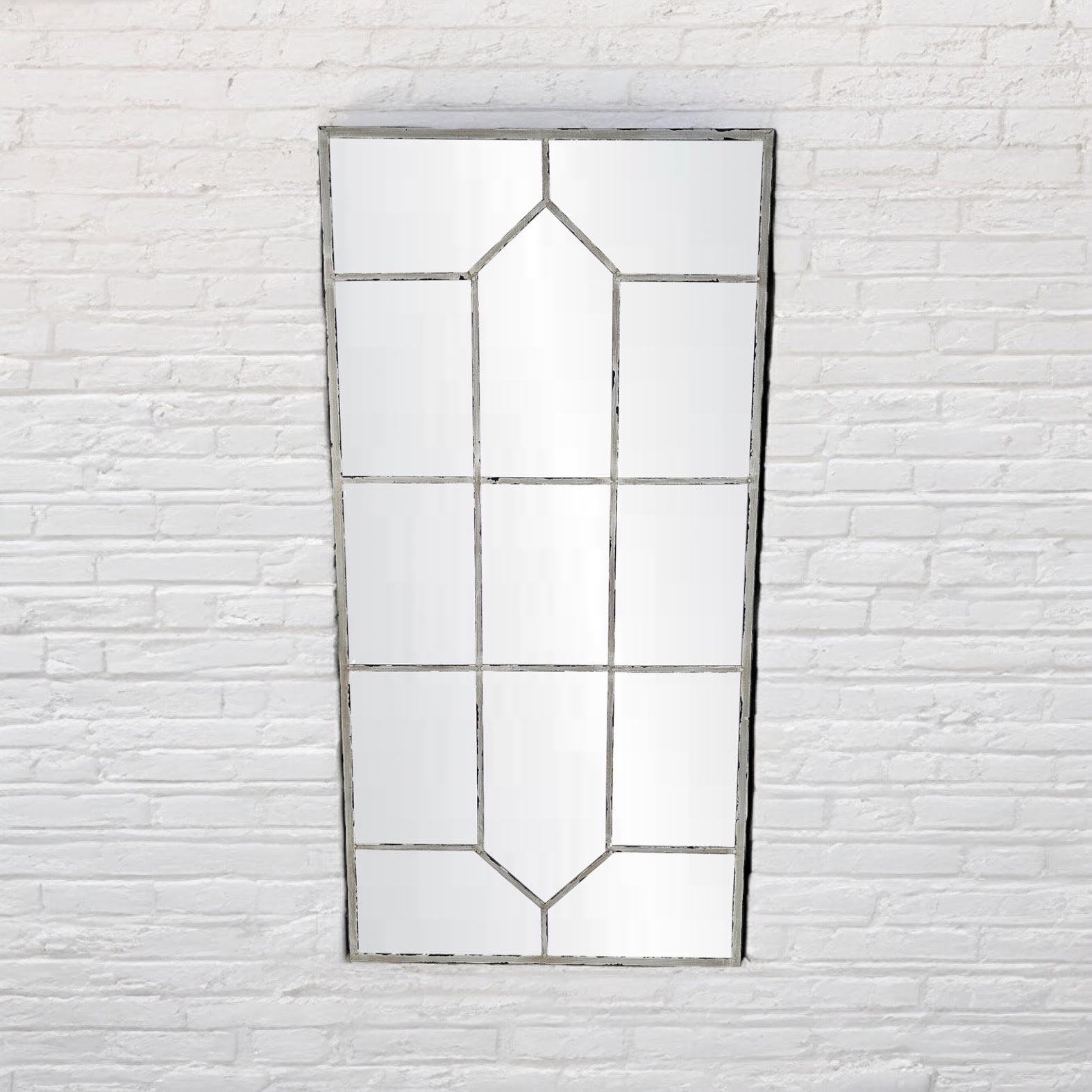 MSL 120cm Metal Window Wall Mirror for Indoor or Outdoor Use with Hanging Hook