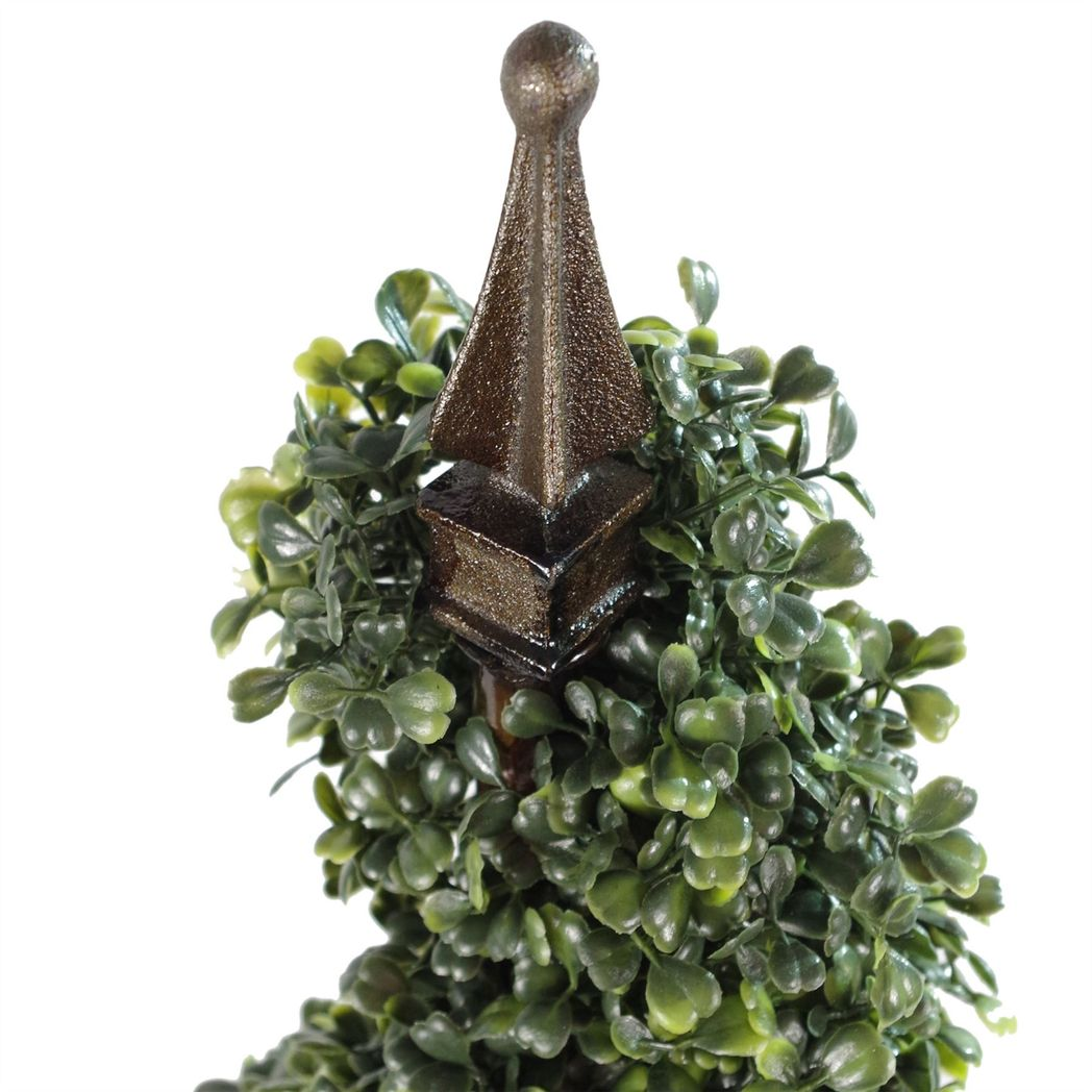 Leaf Pair of 120cm (4ft) Tall Artificial Boxwood Tower Topiary Spiral Trees, Potted