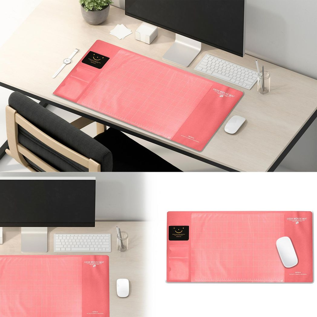 AQ Multifunctional & Eco-friendly Office Desk Mouse Mat PVC+DS Material, Pink