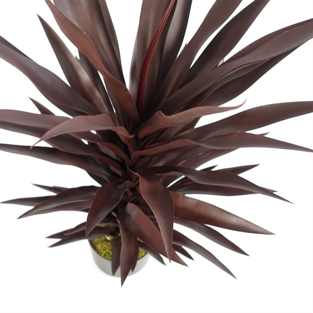 Leaf 85cm Dark Red Artificial Yucca Plant in Black Plastic Pot