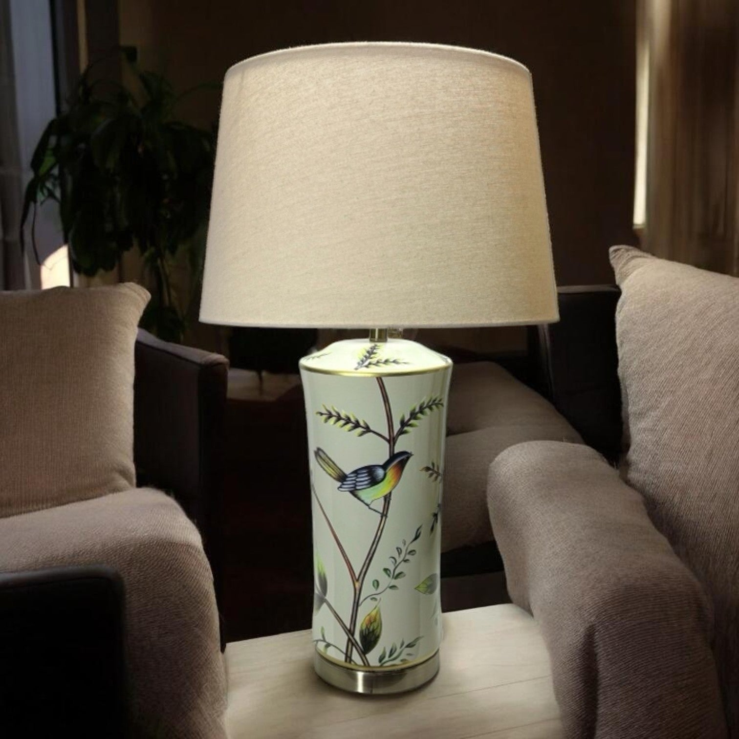 51cm Traditional Ceramic Table Lamp Base and Shade with Inline Rocker Switch, Double Insulated