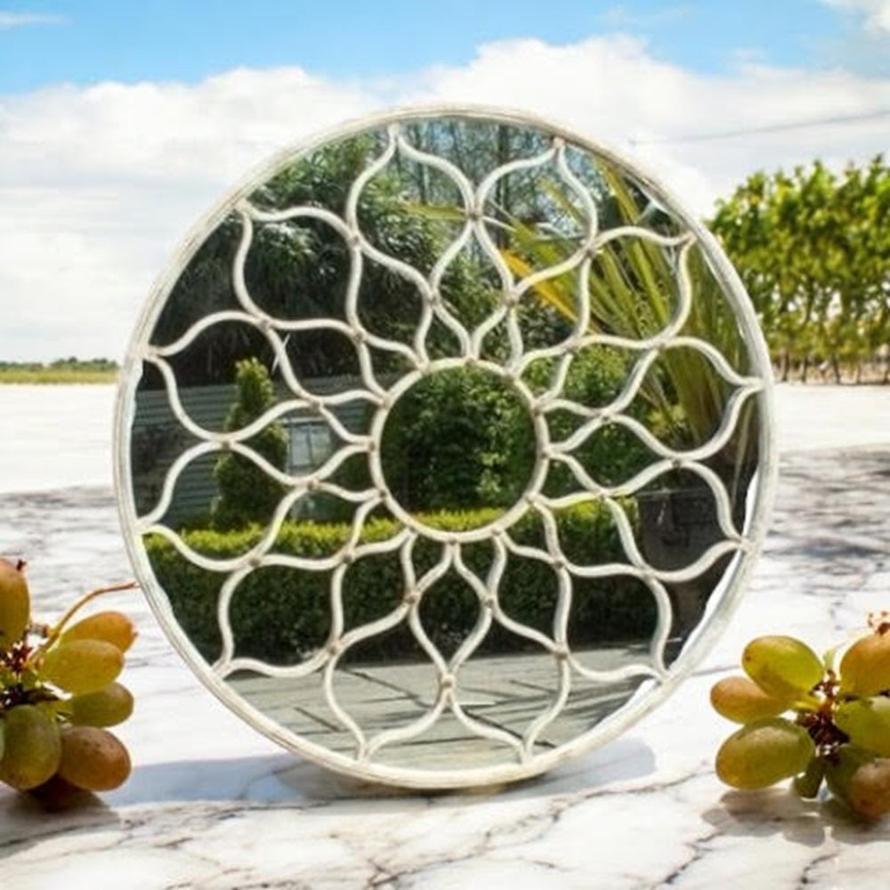 MSL 60cm Round Metal Window Wall Mirror for Indoor and Outdoor Use