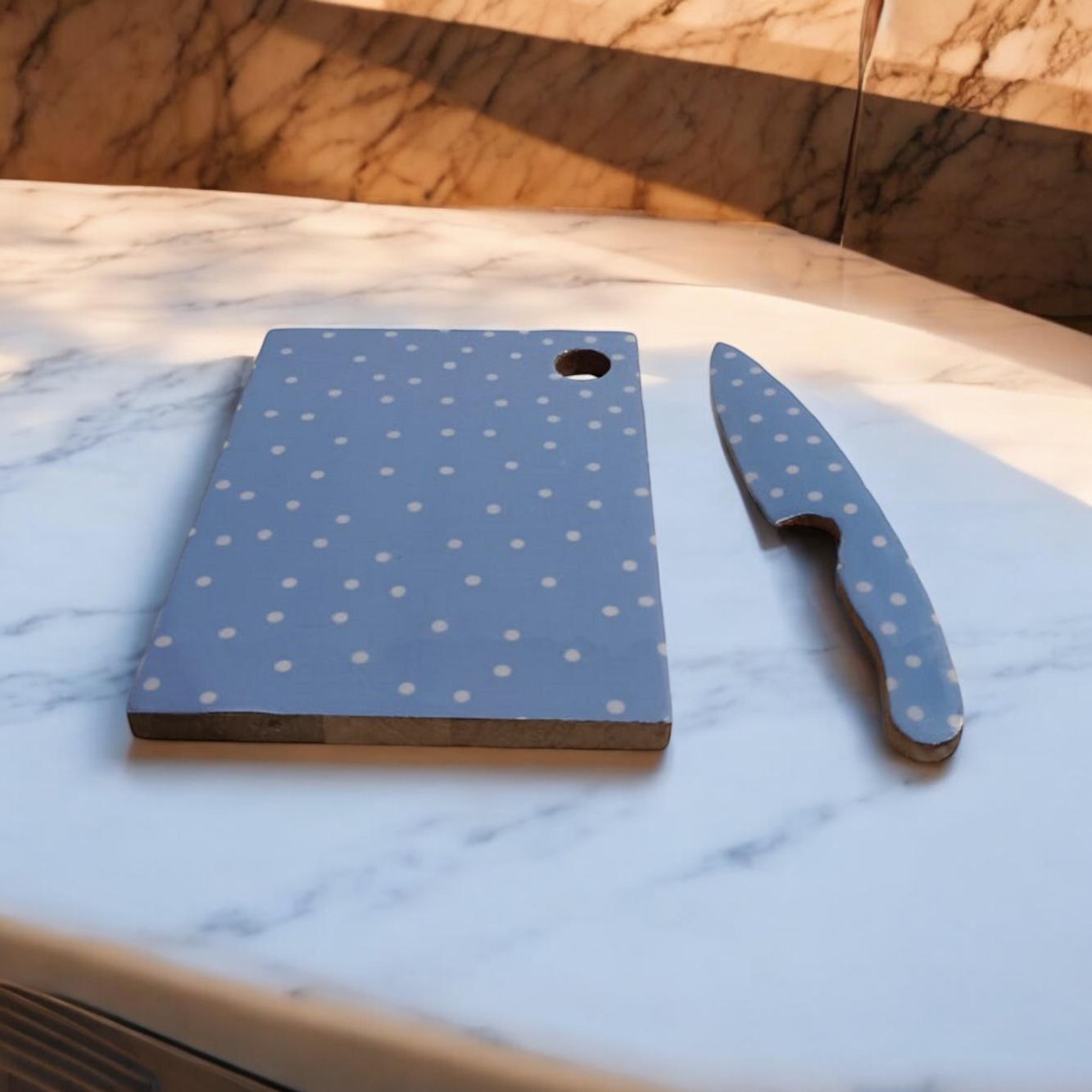 23cm MDF Chopping Board with Knife, Non-Slip Non-Stick Double-Sided Board