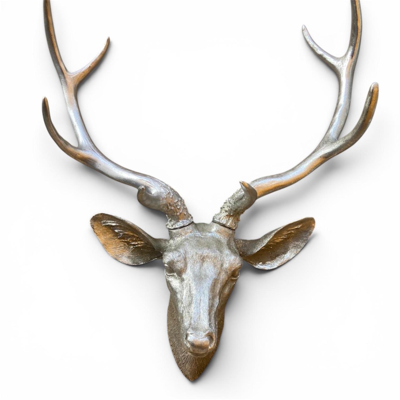 51CM Silver Stag Deer Head Wall Decoration Statement Piece