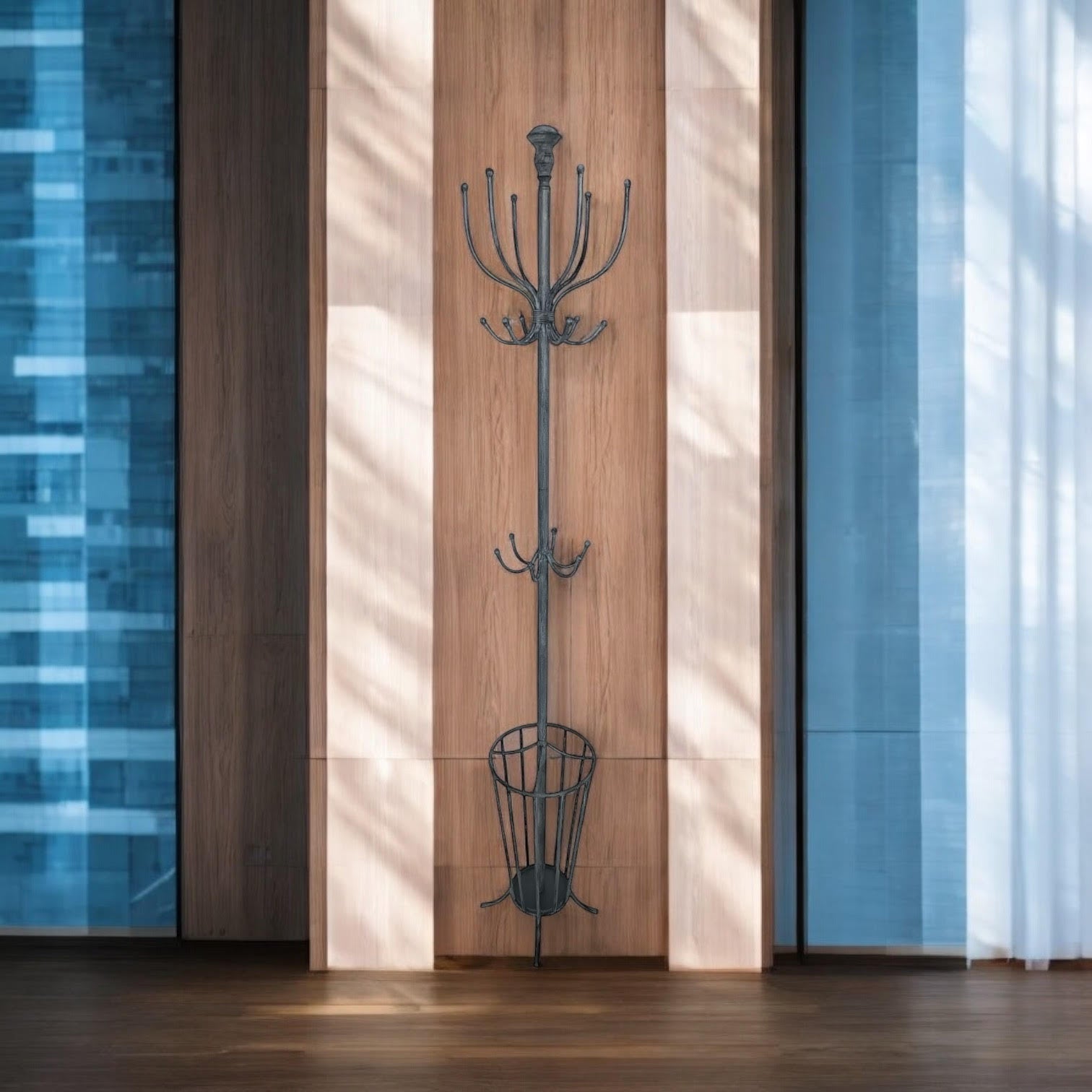 MSL 175cm Grey Metal Coat and Umbrella Stand