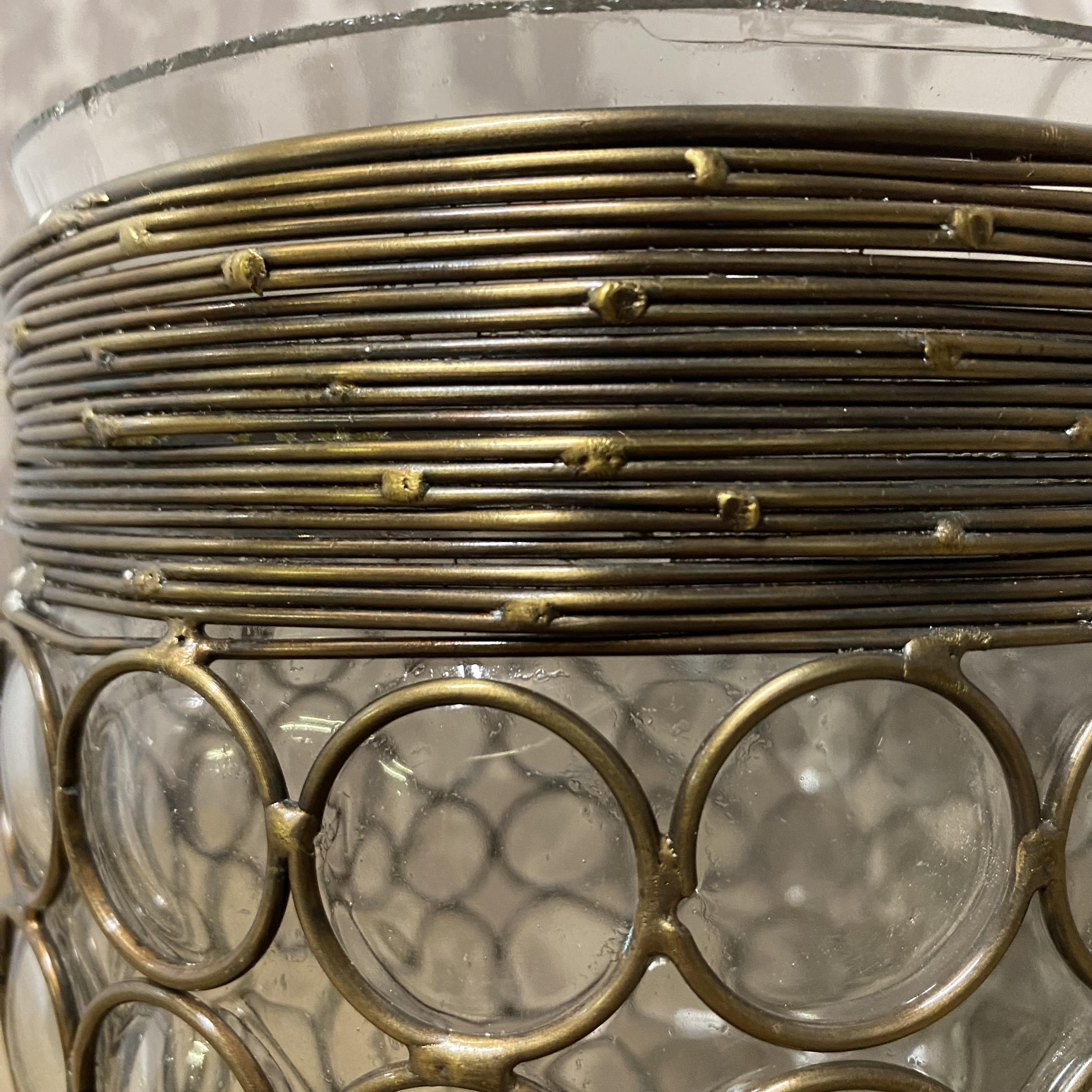 Decorative Glass Candle Holder in Metal Frame