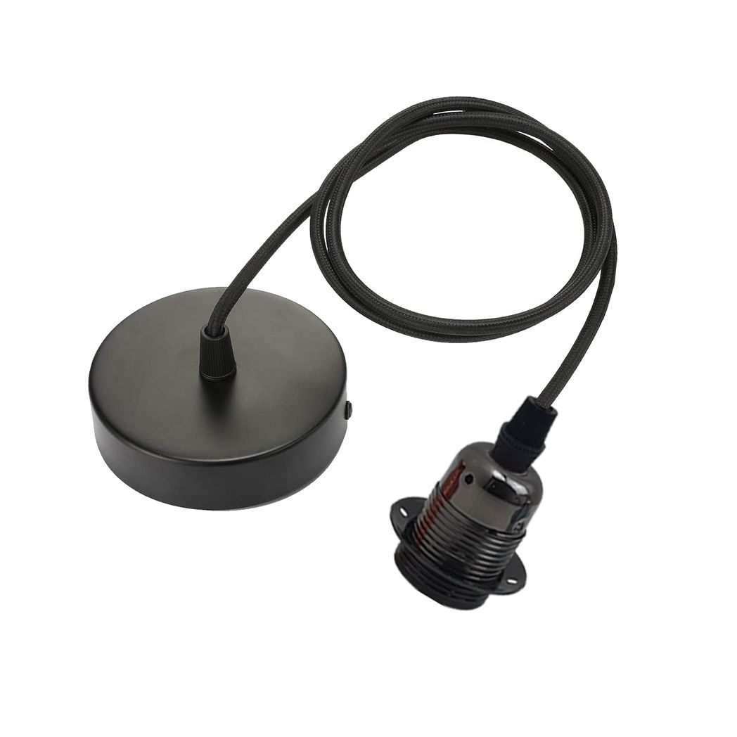 Vintage Industrial Black Pendant Light Fitting, lampshade Holder Fitting Set with 2m Cable.