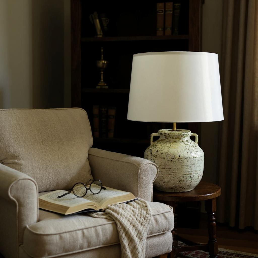 MSL 41cm Traditional Ceramic Table Lamp with Shade and Inline Rocker Switch