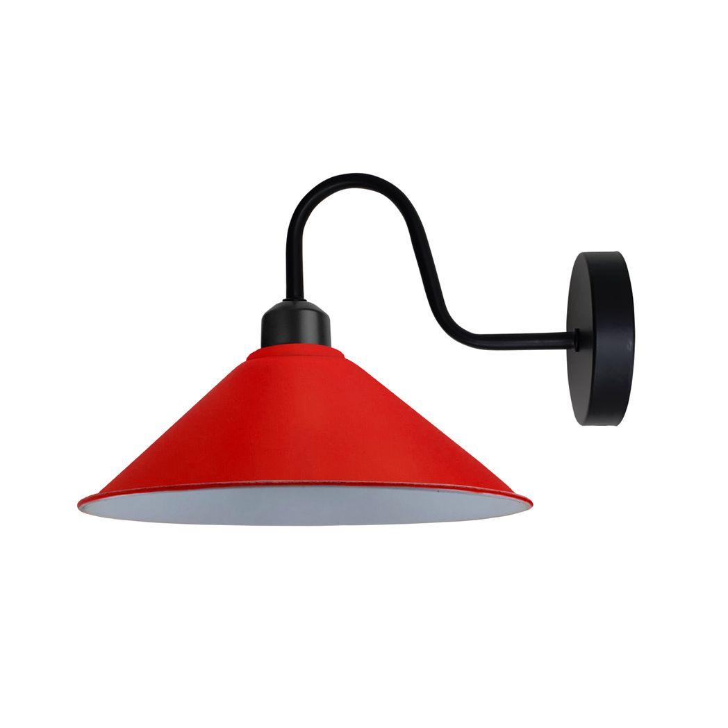 Vintage Metal Wall Sconce Light, E27 Base, Swan Neck Cone Shade
