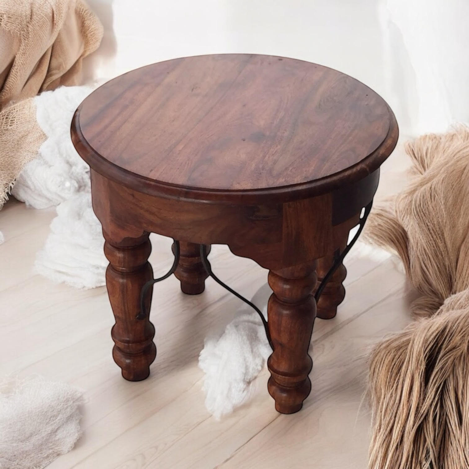 MSL 60cm Wooden Round Table, Sturdy and Versatile, Wipe Clean With Damp Cloth